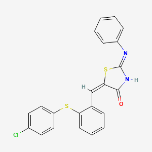 (5E)-2-anilino-5-[[2-(4-chlorophenyl)sulfanylphenyl]methylidene]-1,3-thiazol-4-one