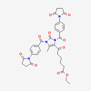 molecular formula C34H32N4O10 B11097841 ethyl 6-(1,3-bis{[4-(2,5-dioxopyrrolidin-1-yl)phenyl]carbonyl}-5-methyl-2-oxo-2,3-dihydro-1H-imidazol-4-yl)-6-oxohexanoate 