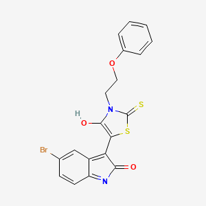 molecular formula C19H13BrN2O3S2 B11097868 (3Z)-5-bromo-3-[4-oxo-3-(2-phenoxyethyl)-2-thioxo-1,3-thiazolidin-5-ylidene]-1,3-dihydro-2H-indol-2-one 