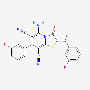 (2Z)-5-amino-2-(3-fluorobenzylidene)-7-(3-fluorophenyl)-3-oxo-2,3-dihydro-7H-[1,3]thiazolo[3,2-a]pyridine-6,8-dicarbonitrile