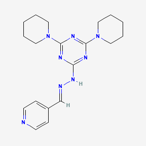 2,4-di(piperidin-1-yl)-6-[(2E)-2-(pyridin-4-ylmethylidene)hydrazinyl]-1,3,5-triazine