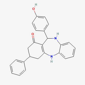 molecular formula C25H22N2O2 B11097907 11-(4-hydroxyphenyl)-3-phenyl-2,3,4,5,10,11-hexahydro-1H-dibenzo[b,e][1,4]diazepin-1-one 