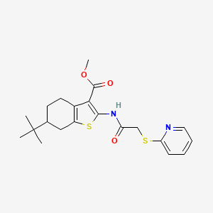 molecular formula C21H26N2O3S2 B11097941 Methyl 6-tert-butyl-2-{[(pyridin-2-ylsulfanyl)acetyl]amino}-4,5,6,7-tetrahydro-1-benzothiophene-3-carboxylate 