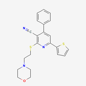 molecular formula C22H21N3OS2 B11097955 2-{[2-(Morpholin-4-yl)ethyl]sulfanyl}-4-phenyl-6-(thiophen-2-yl)pyridine-3-carbonitrile 