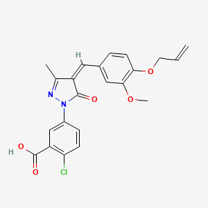 molecular formula C22H19ClN2O5 B11097984 2-chloro-5-{(4Z)-4-[3-methoxy-4-(prop-2-en-1-yloxy)benzylidene]-3-methyl-5-oxo-4,5-dihydro-1H-pyrazol-1-yl}benzoic acid 