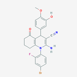 2-Amino-1-(4-bromo-2-fluorophenyl)-4-(3-hydroxy-4-methoxyphenyl)-5-oxo-1,4,5,6,7,8-hexahydroquinoline-3-carbonitrile