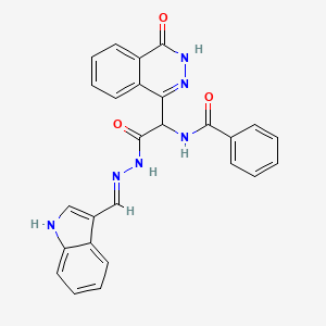 molecular formula C26H20N6O3 B11098055 N-{1-(4-hydroxyphthalazin-1-yl)-2-[(2E)-2-(1H-indol-3-ylmethylidene)hydrazinyl]-2-oxoethyl}benzamide 