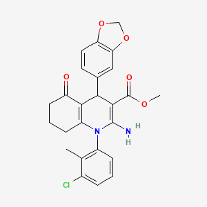 Methyl 2-amino-4-(1,3-benzodioxol-5-yl)-1-(3-chloro-2-methylphenyl)-5-oxo-1,4,5,6,7,8-hexahydroquinoline-3-carboxylate