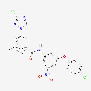 molecular formula C25H23Cl2N5O4 B11098075 N-[3-(4-Chlorophenoxy)-5-nitrophenyl]-3-(3-chloro-1H-1,2,4-triazol-1-YL)-1-adamantanecarboxamide 