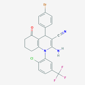 molecular formula C23H16BrClF3N3O B11098081 2-Amino-4-(4-bromophenyl)-1-[2-chloro-5-(trifluoromethyl)phenyl]-5-oxo-1,4,5,6,7,8-hexahydroquinoline-3-carbonitrile 