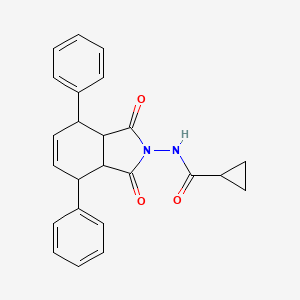 molecular formula C24H22N2O3 B11098100 N-(1,3-dioxo-4,7-diphenyl-1,3,3a,4,7,7a-hexahydro-2H-isoindol-2-yl)cyclopropanecarboxamide 