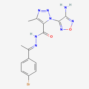 molecular formula C14H13BrN8O2 B11098106 1-(4-amino-1,2,5-oxadiazol-3-yl)-N'-[(1E)-1-(4-bromophenyl)ethylidene]-4-methyl-1H-1,2,3-triazole-5-carbohydrazide 