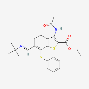 ethyl 3-(acetylamino)-6-[(E)-(tert-butylimino)methyl]-7-(phenylsulfanyl)-4,5-dihydro-1-benzothiophene-2-carboxylate