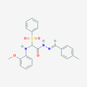 molecular formula C23H23N3O4S B11098125 2-[(2-methoxyphenyl)amino]-N'-[(E)-(4-methylphenyl)methylidene]-2-(phenylsulfonyl)acetohydrazide 