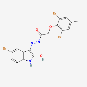 molecular formula C18H14Br3N3O3 B11098129 N'-[(3Z)-5-bromo-7-methyl-2-oxo-1,2-dihydro-3H-indol-3-ylidene]-2-(2,6-dibromo-4-methylphenoxy)acetohydrazide 