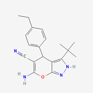 molecular formula C19H22N4O B11098137 6-Amino-3-tert-butyl-4-(4-ethylphenyl)-1,4-dihydropyrano[2,3-c]pyrazole-5-carbonitrile 