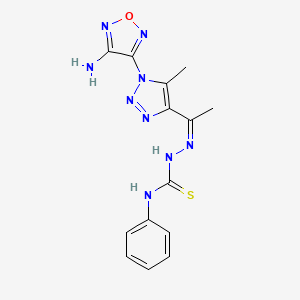 (2Z)-2-{1-[1-(4-amino-1,2,5-oxadiazol-3-yl)-5-methyl-1H-1,2,3-triazol-4-yl]ethylidene}-N-phenylhydrazinecarbothioamide