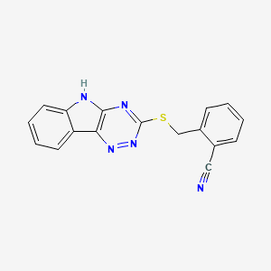 molecular formula C17H11N5S B11098177 2-[(5H-[1,2,4]triazino[5,6-b]indol-3-ylsulfanyl)methyl]benzonitrile 