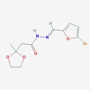 molecular formula C11H13BrN2O4 B11098203 N'-[(E)-(5-bromofuran-2-yl)methylidene]-2-(2-methyl-1,3-dioxolan-2-yl)acetohydrazide 