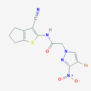 2-(4-bromo-3-nitro-1H-pyrazol-1-yl)-N-(3-cyano-5,6-dihydro-4H-cyclopenta[b]thiophen-2-yl)acetamide