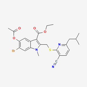 ethyl 5-(acetyloxy)-6-bromo-2-({[3-cyano-6-(2-methylpropyl)pyridin-2-yl]sulfanyl}methyl)-1-methyl-1H-indole-3-carboxylate