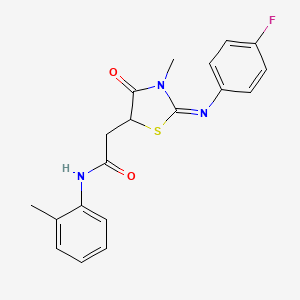 2-{(2Z)-2-[(4-fluorophenyl)imino]-3-methyl-4-oxo-1,3-thiazolidin-5-yl}-N-(2-methylphenyl)acetamide