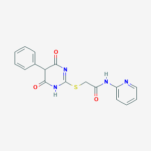 2-[(4,6-Dioxo-5-phenyl-1,4,5,6-tetrahydro-2-pyrimidinyl)sulfanyl]-N~1~-(2-pyridyl)acetamide