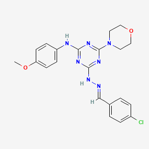 4-[(2E)-2-(4-chlorobenzylidene)hydrazinyl]-N-(4-methoxyphenyl)-6-(morpholin-4-yl)-1,3,5-triazin-2-amine