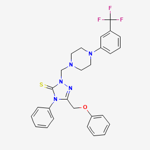 molecular formula C27H26F3N5OS B11098373 3-(Phenoxymethyl)-4-phenyl-1-((4-(3-(trifluoromethyl)phenyl)piperazin-1-yl)methyl)-1H-1,2,4-triazole-5(4H)-thione 