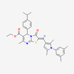 ethyl (2Z)-2-{[1-(3,5-dimethylphenyl)-2,5-dimethyl-1H-pyrrol-3-yl]methylidene}-7-methyl-3-oxo-5-[4-(propan-2-yl)phenyl]-2,3-dihydro-5H-[1,3]thiazolo[3,2-a]pyrimidine-6-carboxylate