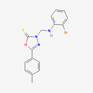 molecular formula C16H14BrN3OS B11098378 3-{[(2-bromophenyl)amino]methyl}-5-(4-methylphenyl)-1,3,4-oxadiazole-2(3H)-thione 