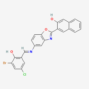 3-(5-{[(E)-(3-bromo-5-chloro-2-hydroxyphenyl)methylidene]amino}-1,3-benzoxazol-2-yl)naphthalen-2-ol