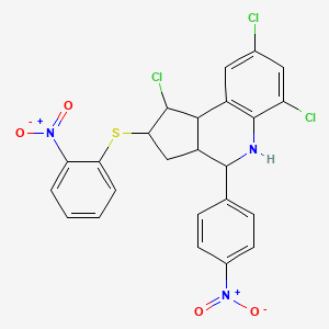 1,6,8-trichloro-4-(4-nitrophenyl)-2-[(2-nitrophenyl)sulfanyl]-2,3,3a,4,5,9b-hexahydro-1H-cyclopenta[c]quinoline