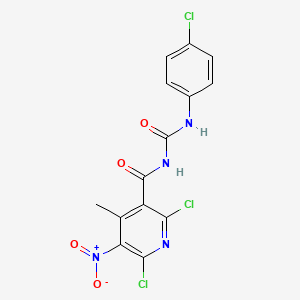 molecular formula C14H9Cl3N4O4 B11098438 2,6-dichloro-N-[(4-chlorophenyl)carbamoyl]-4-methyl-5-nitropyridine-3-carboxamide 