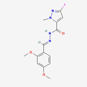 molecular formula C14H15IN4O3 B11098439 N'-[(E)-(2,4-dimethoxyphenyl)methylidene]-3-iodo-1-methyl-1H-pyrazole-5-carbohydrazide 