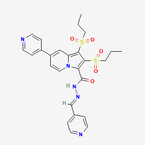 molecular formula C26H27N5O5S2 B11098466 1,2-bis(propylsulfonyl)-7-(pyridin-4-yl)-N'-[(E)-pyridin-4-ylmethylidene]indolizine-3-carbohydrazide 