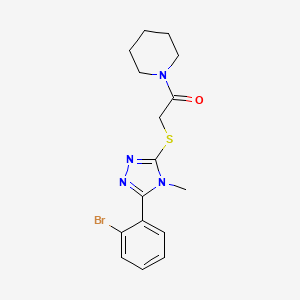 molecular formula C16H19BrN4OS B11098490 2-{[5-(2-bromophenyl)-4-methyl-4H-1,2,4-triazol-3-yl]sulfanyl}-1-(piperidin-1-yl)ethanone 