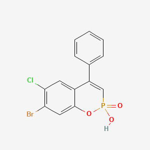 molecular formula C14H9BrClO3P B11098534 7-Bromo-6-chloro-4-phenyl-2H-1,2-benzoxaphosphinin-2-ol 2-oxide 