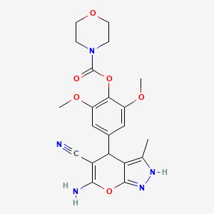 4-(6-Amino-5-cyano-3-methyl-1,4-dihydropyrano[2,3-C]pyrazol-4-YL)-2,6-dimethoxyphenyl 4-morpholinecarboxylate