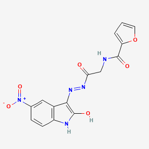 N-({N'-[(3E)-5-Nitro-2-oxo-2,3-dihydro-1H-indol-3-ylidene]hydrazinecarbonyl}methyl)furan-2-carboxamide