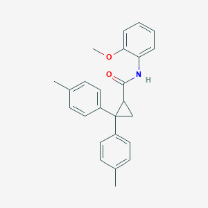 molecular formula C25H25NO2 B11098591 N-(2-methoxyphenyl)-2,2-bis(4-methylphenyl)cyclopropane-1-carboxamide 