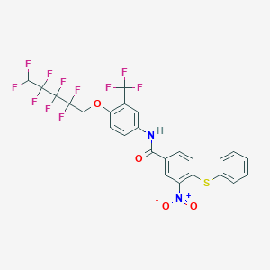 molecular formula C25H15F11N2O4S B11098596 3-nitro-N-{4-[(2,2,3,3,4,4,5,5-octafluoropentyl)oxy]-3-(trifluoromethyl)phenyl}-4-(phenylsulfanyl)benzamide 