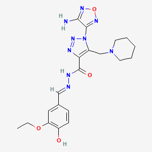 molecular formula C20H25N9O4 B11098601 1-(4-amino-1,2,5-oxadiazol-3-yl)-N'-[(E)-(3-ethoxy-4-hydroxyphenyl)methylidene]-5-(piperidin-1-ylmethyl)-1H-1,2,3-triazole-4-carbohydrazide 