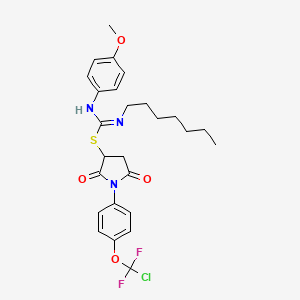 1-{4-[chloro(difluoro)methoxy]phenyl}-2,5-dioxopyrrolidin-3-yl N'-heptyl-N-(4-methoxyphenyl)carbamimidothioate