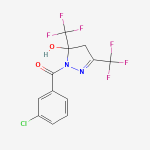 (3-chlorophenyl)[5-hydroxy-3,5-bis(trifluoromethyl)-4,5-dihydro-1H-pyrazol-1-yl]methanone