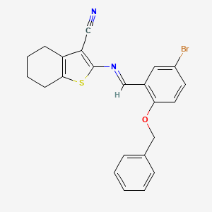 molecular formula C23H19BrN2OS B11098632 2-({(E)-[2-(benzyloxy)-5-bromophenyl]methylidene}amino)-4,5,6,7-tetrahydro-1-benzothiophene-3-carbonitrile 