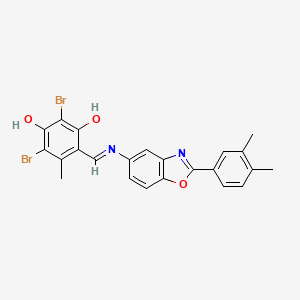 molecular formula C23H18Br2N2O3 B11098661 2,4-dibromo-6-[(E)-{[2-(3,4-dimethylphenyl)-1,3-benzoxazol-5-yl]imino}methyl]-5-methylbenzene-1,3-diol 