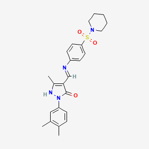 (4E)-2-(3,4-dimethylphenyl)-5-methyl-4-({[4-(piperidin-1-ylsulfonyl)phenyl]amino}methylidene)-2,4-dihydro-3H-pyrazol-3-one