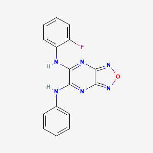 molecular formula C16H11FN6O B11098679 Furazano[3,4-b]pyrazine, 5-(2-fluorophenylamino)-6-phenylamino- 