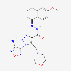 molecular formula C21H25N9O4 B11098727 1-(4-amino-1,2,5-oxadiazol-3-yl)-N'-[(1Z)-6-methoxy-3,4-dihydronaphthalen-1(2H)-ylidene]-5-(morpholin-4-ylmethyl)-1H-1,2,3-triazole-4-carbohydrazide 